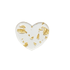 Heart Acrylic Big Pendants, with Gold Foil, Acrylic Disc, DIY Disc Keychain Accessories, Heart, 50mm