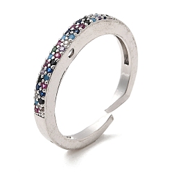 Разноцветный Латунные микро проложить пальцев кольца кубического циркония, стойки покрытие, долговечный, без кадмия и без свинца, платина, красочный, 2.5 мм