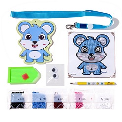 Mouse DIY Chinese Zodiac Sign Pattern Cartoon Card Holder Diamond Painting Kits, Including Imitation Leather Card Holder, Lanyard, Acrylic Rhinestones, Diamond Sticky Pen, Tray Plate and Glue Clay, Mouse, 148x118mm