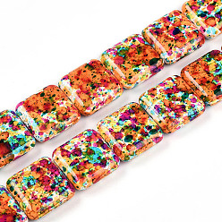 Темно-Оранжевый Синтетических нитей бирюзовые бусы, окрашеные, квадратный, темно-оранжевый, 20x20x6.5 мм, отверстие : 1 мм, около 20 шт / нитка, 15.63'' (39.7 см)