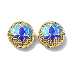 Средно-синий Бусины ручной работы перегородчатой, с эмалью, светло-синий, 13.5x7.5 мм, отверстие : 1.4 мм