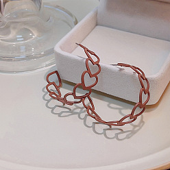 E0000-28-Coffee Heart Серьги-кольца С-образной формы с росписью макаронами в стиле ретро для женщин