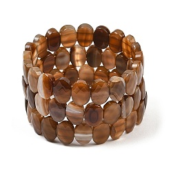 Natural Agate Dyed & Heated Natural Agate Oval Beaded Stretch Bracelet, Gemstone Jewelry for Women, Inner Diameter: 2-1/8 inch(5.4~5.5cm)