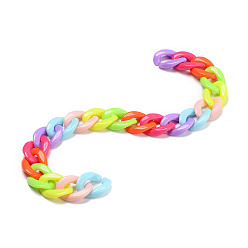 Colorful Handmade Acrylic Twisted Chains, Curb Chains, Colorful, Links: 19x13.5x4mm, 39.37 inch(1m)/strand