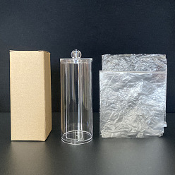 Прозрачный Прозрачная пластиковая коробка для хранения, для резинки для волос, колонка, прозрачные, 6.5x19.2 см