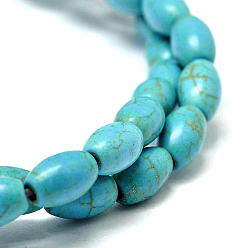 Medium Turquoise Dyed Synthetic Turquoise Bead Strands, Oval, Medium Turquoise, 10x8mm, Hole: 1mm, about 38pcs/strand, about 15 inch
