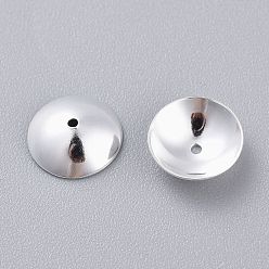 Silver 201 Stainless Steel Bead Caps, Apetalous, Half Round, Silver, 8x2.5mm, Hole: 0.8mm