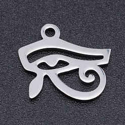 Stainless Steel Color Stainless Steel Pendants, Egyptian Eye of Horus, Stainless Steel Color, 12x14mm