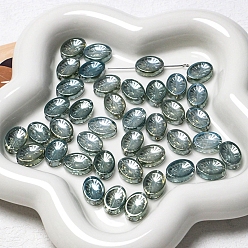 Dark Slate Gray Lampwork Beads, Czech Bead, Oval, Dark Slate Gray, 10x14mm, Hole: 0.7mm, 10pcs/bag