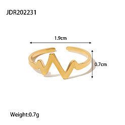 JDR202231 Chic and Versatile Titanium Steel Heartbeat Ring with 18K Gold Plating