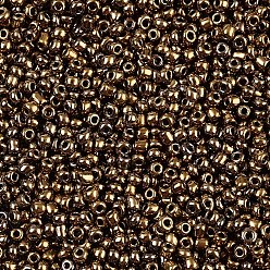 Camel 6/0 Glass Seed Beads, Metallic Colours, Camel, 4mm, Hole: 1mm, about 4500pcs/pound