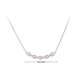 925 silver plated with white gold Chic French Style Pig Nose Necklace for Women - 925 Sterling Silver Collarbone Chain with Personality and Charm