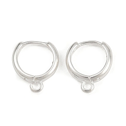 Посеребрённый Латунная фурнитура для хооп серег, без кадмия и без свинца, 925 серебро покрытием, 14x12x3 мм, отверстие : 1.6 мм, штифты : 0.8 мм