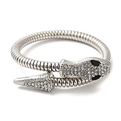 Platinum Alloy Round Snake Chain Bracelets, Rhinestone Snake Bracelet, Platinum, Inner Diameter: 2-1/8 inch(5.3cm)