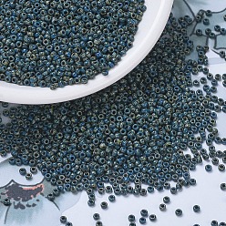 (RR4516) Непрозрачный Темно-бирюзовый Пикассо Миюки круглые бусины рокайль, японский бисер, (rr 4516) непрозрачный темный чирок Пикассо, 6/0, 4 мм, отверстие : 1.5 мм, Около 120 шт / 10 г