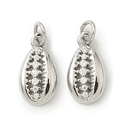 Платина Латунные микро проложить кубического циркония подвески, формы раковины, долговечный, без кадмия и без свинца, стойки покрытие, с целью перехода в кольце, платина, 15x8x3 мм, отверстие : 3.3 мм