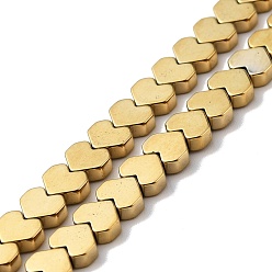 Golden Plated PVD Vacuum Plating Non-magnetic Synthetic Hematite Beads Strands, Heart, Golden Plated, 5x5.5x2mm, Hole: 0.9mm, about 87pcs/strand, 15.94 inch(40.5cm)
