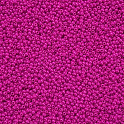 Deep Pink FGB 6/0 Grade A Round Glass Seed Beads, Baking Paint, Deep Pink, 4x3mm, Hole: 1mm, about 4500pcs/pound