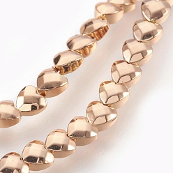 Golden Plated Electroplated Non-magnetic Synthetic Hematite Bead Strand, Heart, Faceted, Golden Plated, 4x4x2.5mm, Hole: 0.7mm, about 109pcs/strand, 16.14 inch(41cm)