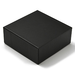 Black Cardboard Jewelry Packaging Boxes, with Sponge Inside and Paper, for Rings, Small Watches, Necklaces, Earrings, Bracelets, Square, Black, 9.2x9.2x3.8cm