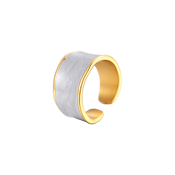 Real 18K Gold Plated Stainless Steel Enamel Cuff Rings, Open Finger Rings, Real 18K Gold Plated