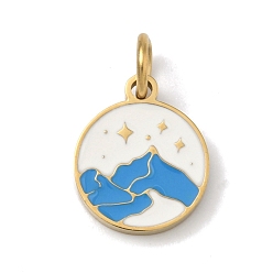 Mountain 304 нержавеющей стальной эмали подвески, золотые, горные чары, 14.5x12x2 мм, Перейти кольцо: 6x1 мм, внутренний диаметр: 3.5 мм