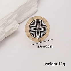 Плоский Круглый Преувеличенные кольца из цинкового сплава для женщин, золотые, плоско-круглые, 27 мм