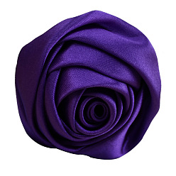 Фиолетовый Атласная ткань ручной работы 3d цветок розы, аксессуары для украшения обуви, шапки, одежды своими руками, фиолетовые, 5.5 см