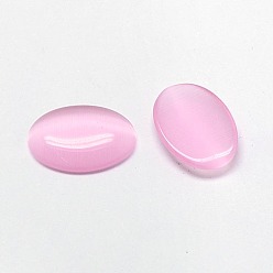 Pearl Pink Cat Eye Cabochons, Oval, Pearl Pink, 14x10x2.5mm