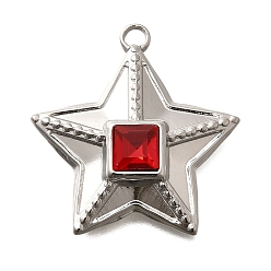 Гиацинт 304 подвески из нержавеющей стали, со стразами, цвет нержавеющей стали, звезда, гиацинт, 26x24.5x6 мм, отверстие : 2 мм