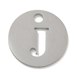 Letter J Не тускнеющие 304 подвески из нержавеющей стали, цвет нержавеющей стали, плоские круглые с буквы, буква J, 19x1.2 мм, отверстие : 2.5 мм