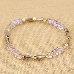 BC405-10 Unique Crystal and Gold Beaded Bracelet for Women - Elegant Handmade Jewelry