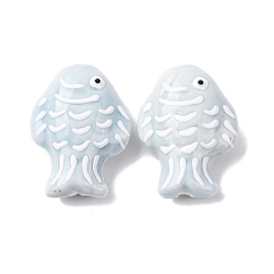 Лазурный Фарфоровые бусины ручной работы, рыба, пастельный фарфор, лазурный, 27~28x20~21x10.5~11.5 мм, отверстие : 1.8~2.2 мм