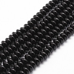 Black Onyx Natural Black Onyx Beads Strands, Grade A, Dyed & Heated, Rondelle, 8x4mm, Hole: 1mm, about 95pcs/strand, 15.16 inch~15.35 inch