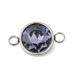 Темно-синий  Шифер 304 Нержавеющая сталь с ограненными звеньями из стекла с камнем рождения, плоскими круглыми подвесками-коннекторами, цвет нержавеющей стали, темный сланец синий, 9 мм, отверстие : 19.5x12x7 мм