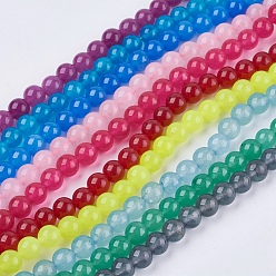Mixed Color Natural Jade Bead Strands, Dyed, Round, Mixed Color, 6mm, Hole: 1mm, about 62pcs/strand, 15.7 inch