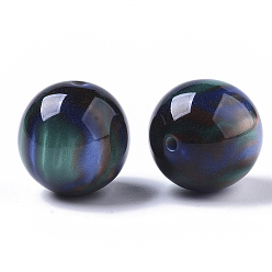 Dark Cyan Resin Beads, Imitation Gemstone, Round, Dark Cyan, 20mm, Hole: 2mm