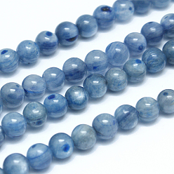 Kyanite Natural Kyanite/Cyanite/Disthene Round Beads Strands, 6mm, Hole: 1mm, about 63pcs/strand, 15.5 inch