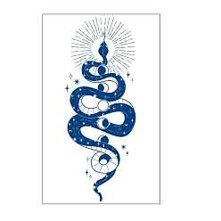 Bleu Foncé Autocollants en papier pour tatouages temporaires imperméables amovibles à motif de serpent, bleu foncé, 18x11 cm