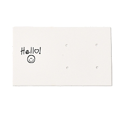 White Rectangle Paper Earring Stud Display Cards, Jewelry Display Card for Earrings Storage, White, 7.6x4.5x0.05cm, Hole: 1.5mm