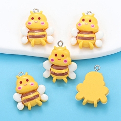 Bees Подвески из смолы, с платиновым шлейфом, Пчелы, 28x23 мм, отверстие : 2 мм