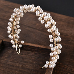 Golden Pearl Edition Ободок для волос с мягкой цепочкой из жемчужных кристаллов - свадебные аксессуары для волос.