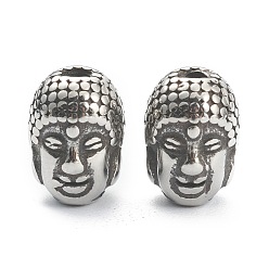 Antique Silver 304 Stainless Steel Beads, Buddha, Antique Silver, 9.5x7x7.5mm, Hole: 1.8mm