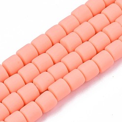 Coral Polymer Clay Bead Strands, Column, Coral, 5~7x6mm, Hole: 1.5~2mm, about 61~69pcs/strand, 15.74 inch