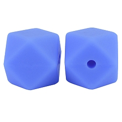 Royal Blue Octagon Food Grade Silicone Beads, Chewing Beads For Teethers, DIY Nursing Necklaces Making, Royal Blue, 17mm