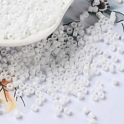 WhiteSmoke Opaque Colours Glass Seed Beads, Cylinder, WhiteSmoke, 2.5x2mm, Hole: 1.4mm