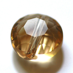 Gold Imitation Austrian Crystal Beads, Grade AAA, Faceted, Flat Round, Gold, 12x6.5mm, Hole: 0.9~1mm