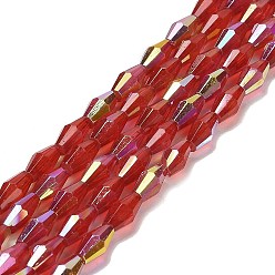 FireBrick Baking Painted Glass Beads Strands, Imitation Opalite, Faceted, AB Color, Bicone, FireBrick, 4x8mm, Hole: 0.9mm, about 67pcs/strand, 22.44''(57cm)