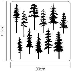 Tree Large Plastic Reusable Drawing Painting Stencils Templates, for Painting on Scrapbook Fabric Tiles Floor Furniture Wood, Square, Tree Pattern, 300x300mm
