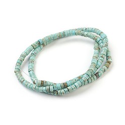 Sky Blue Natural Magnesite Beads Strands, Dyed, Heishi Beads, Flat Round/Disc, Sky Blue, 3x2mm, Hole: 0.8mm, about 208pcs/strand, 16 inch(40.64cm)